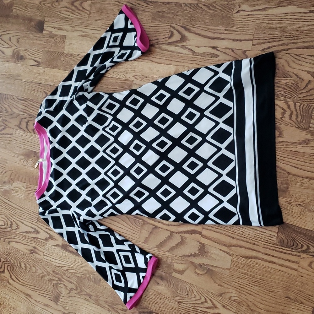 (6) Joseph Ribkoff Geometric Print Tunic Dress Statement Sleeves Occasion